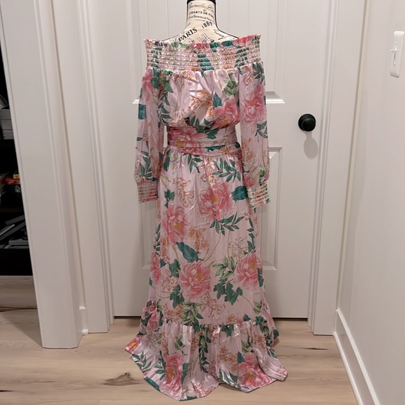 NWT Boston Proper Floral Blooms Off the Shoulder Belted Maxi Dress - Picture 6 of 15